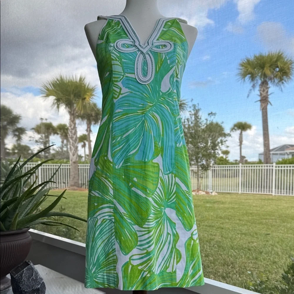 Lilly Pulitzer Tessa Shift Dress Size 00 in Green Sheen Fronds Place